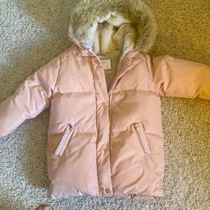 Children’s Zara 3-4 size down filled   zipper not working snaps perfect pink